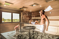 A couple in the event sauna at the Sole Spa in the Hotel Winzer