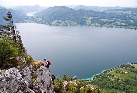 A man climbing whilst on holiday in the Salzkammergut at the Hotel Winzer