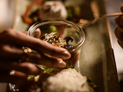 Food-sharing table at the Adults Only Hotel Winzer