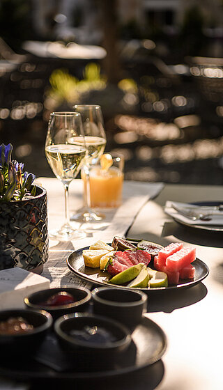 A fresh breakfast on the terrace at the Adults Only Hotel Winzer